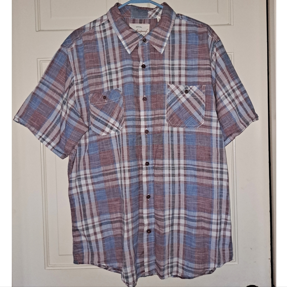Weatherproof men’s short sleeve collar shirt plaid formal sport summer travel